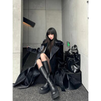 (Order Taobao) Áo khoác vest manto da dáng dài vân cá sấu cực sang chảnh cool ngầu (TB)