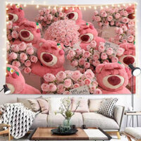 Order 💅 Vải treo gấu dâu dễ thương vải treo tường phim hoạt hình Disney vải tường nền không đục lỗ đầu giường