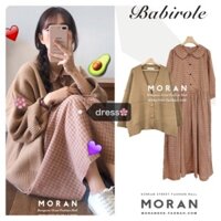 (Order) Váy babydoll xòe dài kẻ sọc MORAN style Hàn Quốc - Có ảnh thật