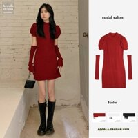 (ORDER) Váy dệt kim cộc tay dáng A-line kèm tay rời cá tính nhiều màu style MORAN hong kong (HÀNG MỚI VỀ)