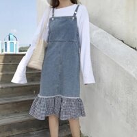 (order) Váy yếm jeans vạt xoè