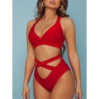 [ORDER WEB]Bộ bikini nữ màu đỏ cổ V gợi cảm