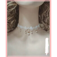 [Order] YASLC0251-Choker ren trắng pha lê