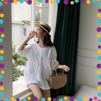 [ORDER]ÁO ULZZANG ÁO FORM DÀI ÁO GIẤU QUẦN - TRẮNGZXZXAA