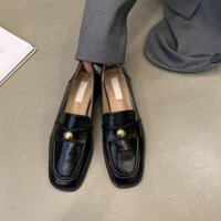 (Order)Giày loafer mũi vuông đế cao 2cm giày lười nữ mũi vuông