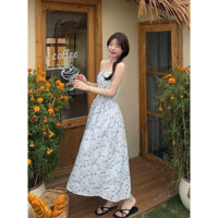 [Order]Set áo khoác lưới ngắn & váy hai dây suông A hoa nhí