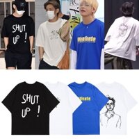 [ORDERSHOPP] BTS Kim Tae-hyung mặc quần áo nhảy đường phố với cùng một đoạn áo phông in hình năm điểm ngắn tay nam và nữ