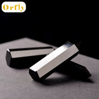 Orfly Tự Nhiên Obsidian Đen Obelisk Tháp Thạch Anh Đá Điểm Lục Giác Cây Đũa Phép