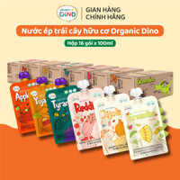 [ORGANIC DINO] Hộp 16 gói Nước ép trái cây hữu cơ Organic Dino 100 ml x 16 gói