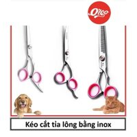 Orgo - (1 cái) Kéo cắt tỉa lông chó mèo bằng inox 6inch (3 loại kéo thẳng, kéo cong, kéo tỉa) kéo cắt lông thú cưng