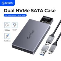 Orico Tool Free SSD Adapter Nhôm M2 SATA SSD Case SATA 6Gbps NVMe 10Gbps PCIe Type C M.2 Vỏ SSD B & M Key Solid State Drive Case Hỗ trợ Windows MacOs Linux (CM2C3-G2)