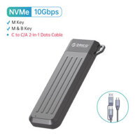 ORICO Vỏ Bọc SSD Vỏ Cứng Di Động Gắn Ngoài NVME M.2 Sang Type-C Trong Suốt (TCM2-C3)