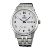 Orient Men's 43mm Steel Bracelet & Case Automatic White Dial Analog Watch FAB0B002W9