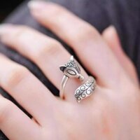 Oriental Youpin # Spot cổ điển làm cũ s925 Sterling bạc phong cách Trung Quốc mới phong cách Trung Quốc phong cách thủ công cắt con dấu Nhẫn mở Nhẫn Nữ Mẫu Mới 12ff