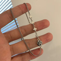 Oriental Youpin # Spot Original S925 Sterling Silver Cross Rose Universal Naked Chain Chain Vòng cổ sang trọng nhẹ nhàng Thiết kế ngách cao cấp phong cách lạnh 1ff