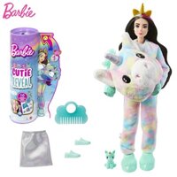 Original Barbie Dolls Cutie Reveal Fantasy Series with Unicorn Plush Costume Surprises Mini Pet Toys for Girls 1/6 Water