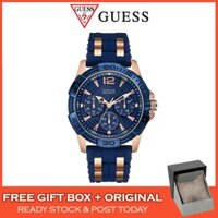 [Original&2 Năm Bảo Hành] Guess Massager Blue Đa Chức Năng Chronograph Đồng Hồ Nam Jam Tangan Lelaki W0366G4