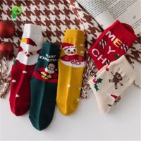 Ornoou 5 Đôi Tất Giáng Sinh Trẻ Em, Hàng Dệt Kim Hoạt Hình Ông Già Noel Cotton, Nai Sừng Tấm Dễ Thương Phong Cách Hàn Quốc Người Tuyết Giữa Ống Tất Quà Tặng Giáng Sinh