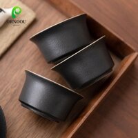 Ornoou 6 Chiếc Cốc Trà, Bát Trà Retro Màu Đen, Bộ Cặp Trà Sang Trọng Trung Quốc Chịu Nhiệt Đơn Cốc Nhà