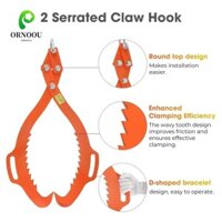 Ornoou Log Lifting Tong, Móc móng vuốt 18 inch Móc gỗ nặng, Chống thấm nước chống trượt 2 răng cưa Gỗ kim loại di chuyển thiết bị xây dựng