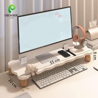 Ornoou Máy tính để bàn Riser, Giá đỡ máy tính để bàn ổn định bằng gỗ, Bàn phím giá đỡ máy tính để bàn tiết kiệm không gian Bắc Âu tinh tế Vòng bi chịu tải lớn