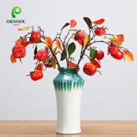 Ornoou Nhánh hồng nhân tạo, Quả hồng mô phỏng thủ công thực tế, Đạo cụ chụp ảnh Nhựa thanh lịch 5 đầu Cây giả Trang trí phòng khách tại nhà