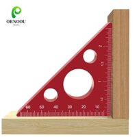 Ornoou Thước góc phải, Thước tam giác bằng nhôm Imperial, Công cụ đo chính xác màu xanh Cân hệ mét Thước đo chiều cao dày Máy tính