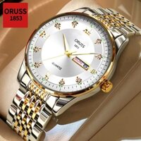 Oruss Chính Hãng Nam Lịch Kép Thép Không Gỉ Sang Trọng Thời Trang Chống Thấm Nước Dạ Quang Đồng Hồ Kinh Doanh Phiên Bản Hàn Quốc Đồng Hồ Đeo Tay Thạch Anh