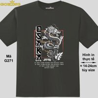 OSAKA, mã G271. Áo thun in đẹp cho nam nữ, cặp đôi, gia đình. Áo phông Goking hàng hiệu cao cấp - Xám đậm, 100 cotton - 2