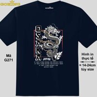 OSAKA, mã G271. Áo thun in đẹp cho nam nữ, cặp đôi, gia đình. Áo phông Goking hàng hiệu cao cấp - Navy, 100 cotton - 4
