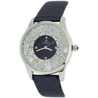 Oskar Emil Womens Silvertone Glass Set Dial Grey Genuine Leather Strap Watch