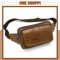 [OSP0434] Túi Đeo Hông Nam Da Bò, Túi Đeo Bụng Nam Màu Nâu