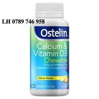 Ostelin Calcium & Vitamin D3 Chewable - Viên Nhai Canxi & Vitamin D3 Tốt Cho Sức Khỏe (60 Viên)