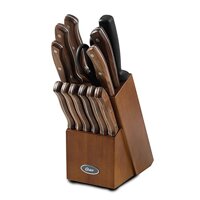 Oster Whitmore 14 Piece Cutlery Set, Stainless Steel with Black Walnut Handles