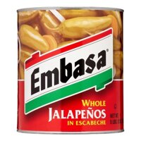 Ớt Nguyên trái ngâm hiệu Embasa Nacho Sliced Jalapeno - Xuất xứ Mexico 2.77 Kg
