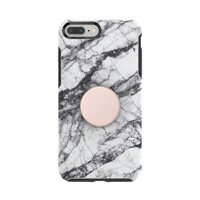 Otter + Pop for iPhone 7+ and 8+: OtterBox Symmetry Series Case with PopSockets Swappable PopTop - White Marble and Aluminum Rose Gold