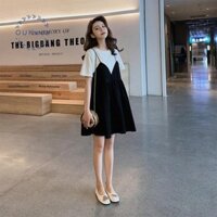 Oukwca Mùa Hè Mặc Thai Sản Váy Camisole Mang Thai Màu Trơn Rời Trên Đầu Gối Váy Nữ Quần Áo Thường Ngày Mới