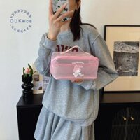 Oukwca Sanrio Hello Kitty Túi Đựng Mỹ Phẩm Lưới Trong Suốt Kuromi Melody Cinnamoroll Dung Tích Lớn Túi Trang Điểm Hộp Đựng Bút Chì Túi Cầm Tay Mới