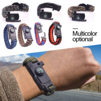 Outdoor Paracord Survival Bracelet Wristband Hiking Camping Tool With Compass Flintstone Cutter