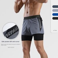 Outdoor Swimming Trunks for Boys Summer 2023 New American Quick-Drying Sports Shorts Fake Two-Piece Lined Swimming Trunks for Men Fashion sports shorts  Men's running shorts