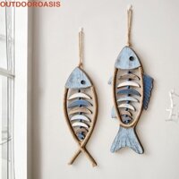 Outdoroasis Đồ trang trí treo tường cá, Mặt dây chuyền cá gỗ hoạt hình có thể treo được, Đồ thủ công độc đáo sáng tạo Mô hình hình cá