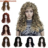 Outdoroasis Nữ Cosplay Tóc Giả, Tóc Xoăn Afro Tổng Hợp Tự Nhiên, Disco Retro Lông Tơ Hóa Học Sợi Nâu Sóng Tóc Giả Đảng