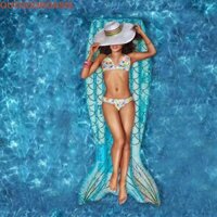 Outdoroasis Sequins Nệm không khí đuôi nàng tiên cá, Bể bơi thể thao dưới nước nổi Giường nổi, Tương tác ngộ nghĩnh Nàng tiên cá bơm hơi Võng nước nổi Cung cấp bữa tiệc