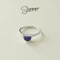 [OUTLET] Nhẫn Nữ Bạc 925 Cao Cấp SHIMMER SILVER Đính Đá Lapiz Lazuli Thiên Nhiên - Outlet 70 (Đường kính 1.7 cm)
