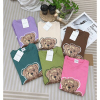 OUTLET3N- Set Đồ Nữ unisex tay lỡ form rộng, áo thun cổ tròn,quần Sọc Ngắn nữ chất cotton Mịn mềm,In HÌNH MOSCHINO BEAR
