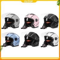 Outop Xe Máy Mở Mặt Mũ Bảo Hiểm Cho Nam Nữ Ống Kính Kép Tấm Che Nắng Mặt Tấm Che Mặt Hệ Thống Thông Gió Hàng Đầu Nhẹ Xe Tay Ga Xe Đạp Retro 3 / 4 Mũ Bảo Hiểm