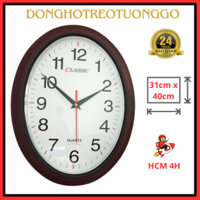 [OVAL GIẢ GỖ CAO CẤP] Đồng hồ treo tường Oval sơn giả gỗ cực đẹp - Bảo hành 12 tháng - T52