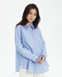 Oversized Embroidered Linen Shirt - Floral Liana
