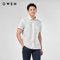 OWEN - Áo sơ mi ngắn tay Body Fit AB240319NT màu Trắng chất liệu Polyester -Spandex