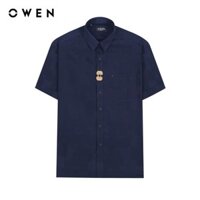 OWEN - Áo sơ mi ngắn tay Body Fit AB230565NT màu Navy chất liệu Bamboo